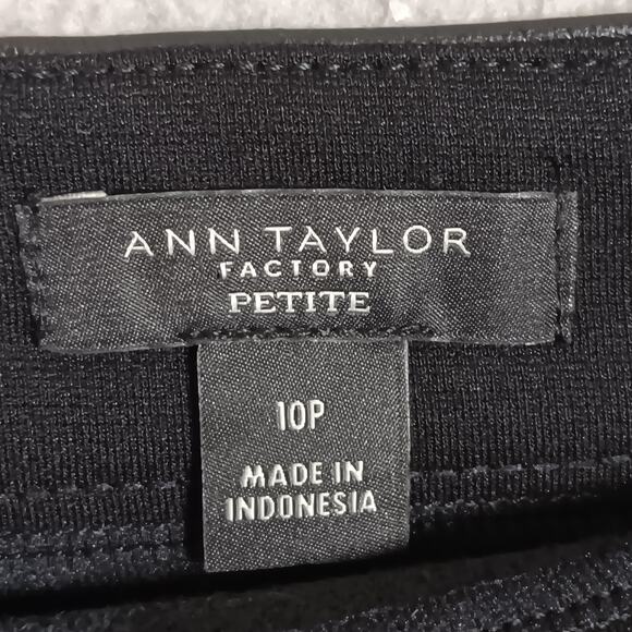 Ann Taylor Factory Petite Pencil Skirt Size 10P Black Faux Leather & Knit Panels - Picture 7 of 11